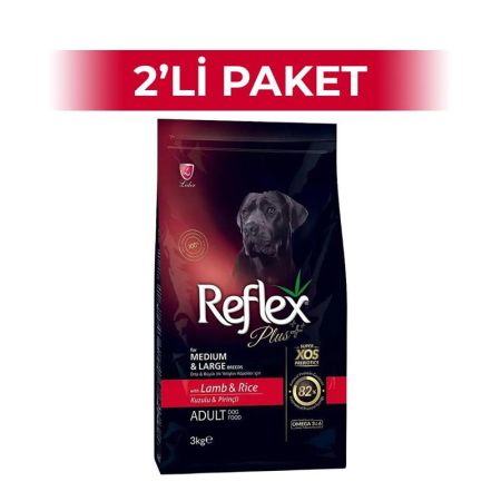 Reflex Plus Orta ve Büyük Irk Kuzulu Yetişkin Köpek Maması 3 kg 2 Adet