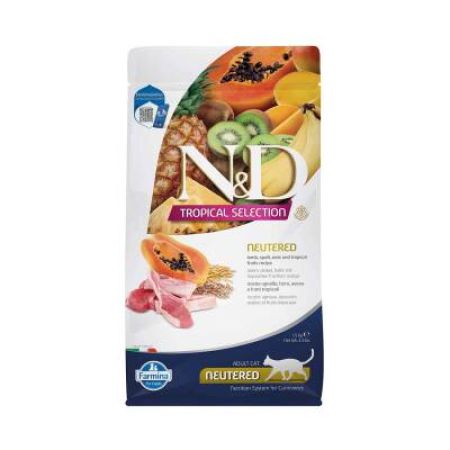 N&D Tropical Selection Düşük Tahıllı Kuzu Etli ve Tropikal Meyveli Kısırlaştırılmış Kedi Maması 1,5 kg