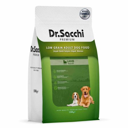 Dr.Sacchi Premium Düşük Tahıllı Kuzu Etli Yetişkin Köpek Maması 1,5 kg