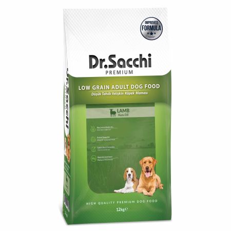 Dr.Sacchi Premium Düşük Tahıllı Kuzu Etli Yetişkin Köpek Maması 12 kg