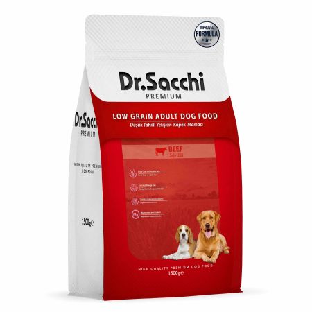 Dr.Sacchi Premium Düşük Tahıllı Sığır Etli Yetişkin Köpek Maması 1,5 kg