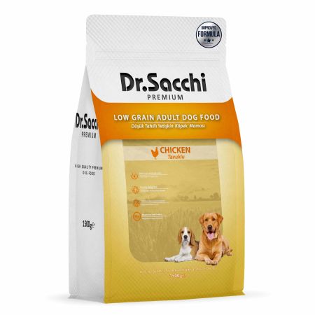 Dr.Sacchi Premium Düşük Tahıllı Tavuk Etli Yetişkin Köpek Maması 1,5 kg