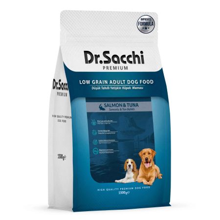 Dr.Sacchi Premium Düşük Tahıllı Ton Ve Somon Balıklı Yetişkin Köpek Maması 1,5 kg