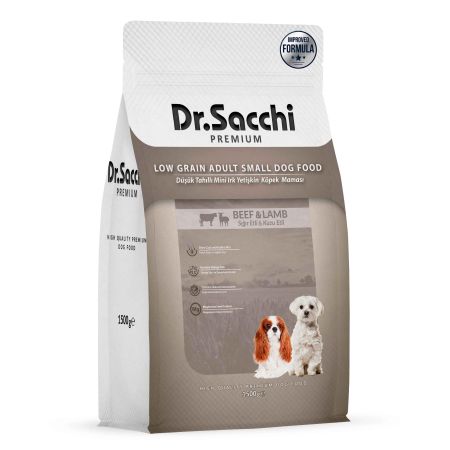 Dr.Sacchi Premium Düşük Tahıllı Sığır Ve Kuzu Etli Mini Irk Yetişkin Köpek Maması 1,5 kg