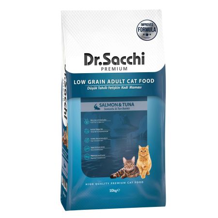 Dr.Sacchi Premium Düşük Tahıllı Somonlu Ve Ton Balıklı Yetişkin Kedi Maması 1,5 Kg 