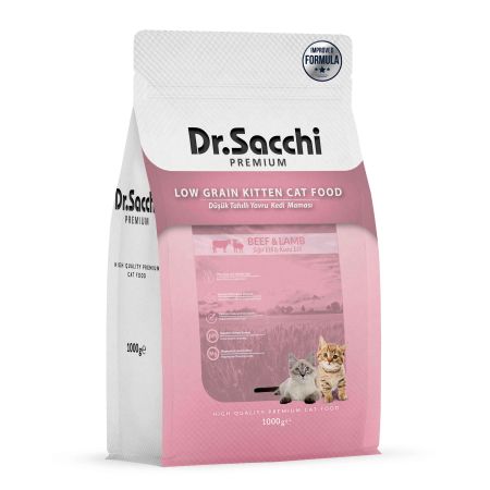 Dr.Sacchi Premium Düşük Tahıllı Sığırlı Ve Kuzulu Yavru Kedi Maması 1 Kg