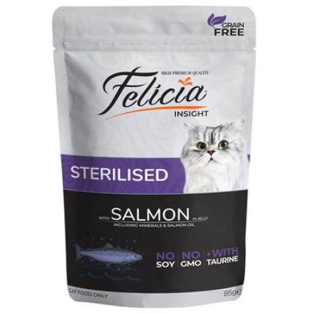 Felicia Tahılsız Pouch Sterilised Somonlu Yaş Kedi Maması 85 gr