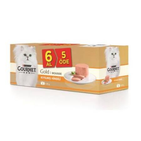 Gourmet Gold Kıyılmış Hindili Yetişkin Konserve Kedi Maması 6 Al 5 Öde 85gr