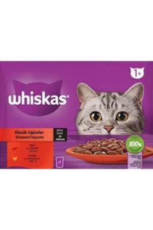 Whiskas Pouch Sos İçinde Sığırlı ve Tavuklu Yetişkin Kedi Konservesi 85gr (4'lü)