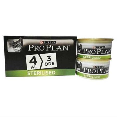 Pro plan Sterilised Somonlu Yetişkin Kedi Konservesi 85 gr 4 Al 3 Öde