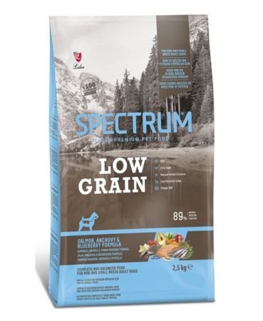 Spectrum Low Grain Somonlu, Hamsili&Yaban Mersinli Mini ve Küçük Irk Yetişkin Köpek Maması 2,5kg