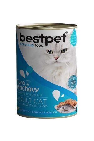 Bestpet Tuna Balıklı ve Hamsili Yetişkin Kedi Konserve Maması 400 Gr