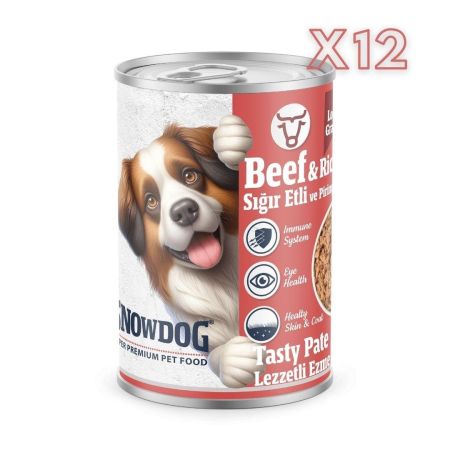 Snow Dog Premium Kıyılmış Sığır Etli Köpek Konservesi 12 Adet*400 G