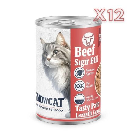 Snow Cat Premium Tahılsız Kıyılmış Sığır Etli Kedi Konservesi 12 Adet*400 G