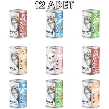 Snow Cat Premium Tahılsız Kıyılmış Karışık Kedi Konservesi 12 Adet*400 G