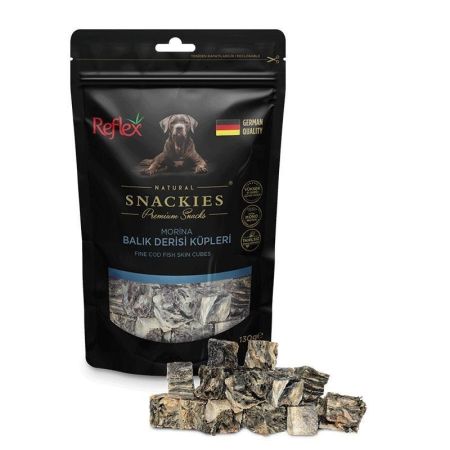 Reflex Snackies Natural Balık Derisi Küpleri Tahılsız Köpek Ödül Maması 130 Gr