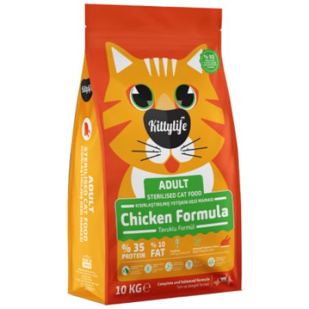 Kittylife Sterilised Tavuklu Kısırlaştırılmış Kedi Maması 10 Kg