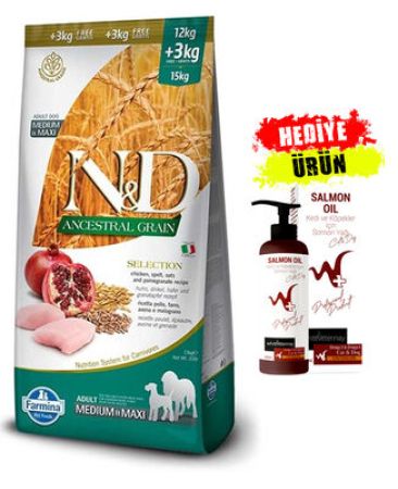 N&D Düşük Tahıllı Tavuklu Orta ve Büyük Irk Yetişkin Köpek Maması 12+3 Kg Hediyeli