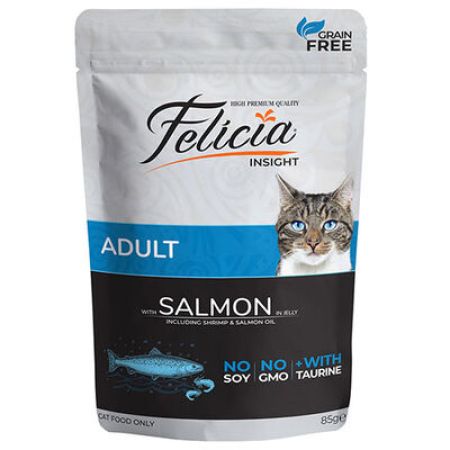 Felicia Jelly Somonlu ve Taurinli Pouch Tahılsız Yetişkin Kedi Konservesi 85 Gr 