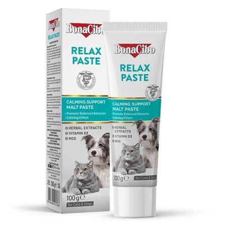 BonaCibo Relax Paste Yetişkin Kedi ve Köpekler için Sakinleştirici Malt Macun - 100 Gr.