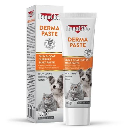 BonaCibo Derma Paste Yetişkin Kedi ve Köpekler için Deri ve Tüy Bakımını Destekleyici Malt Macun - 100 Gr.