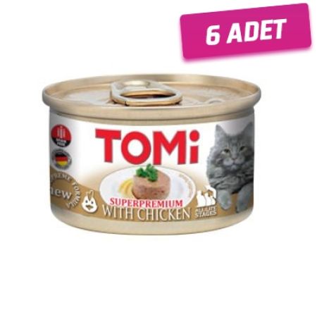 Tomi Kıyılmış Tavuklu Tahılsız Yetişkin Konserve Kedi Maması 85 Gr - 6 Adet