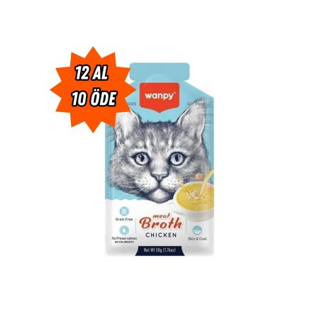 Wanpy Tahılsız Tavuklu Kedi Çorbası 50 gr - 12 Al 10 Öde