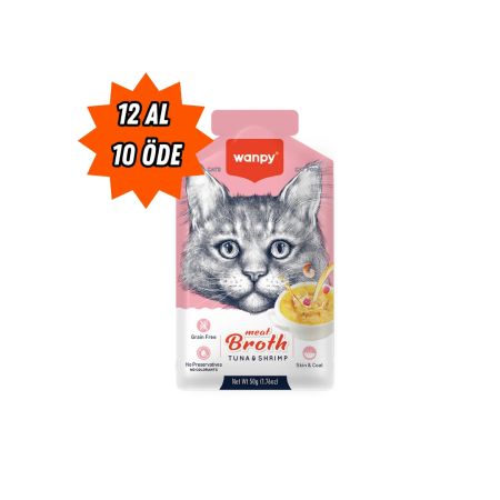 Wanpy Ton Balıklı ve Karidesli Kedi Çorbası 50 gr - 12 Al 10 Öde