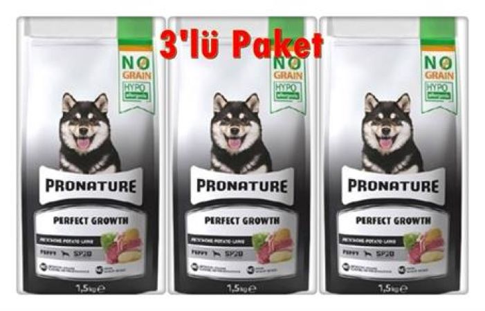 Pronature Perfect Growth Tahılsız Kuzu Etli Patatesli ve Enginarlı Yavru Köpek Maması 3x1,5 Kg