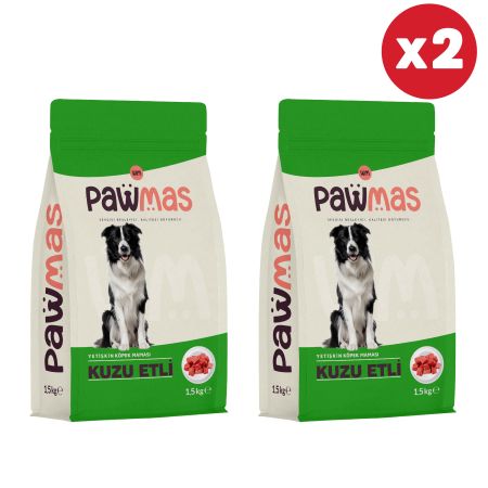 Pawmas Kuzu Etli Yetişkin Köpek Maması 1,5 Kg x 2 Adet