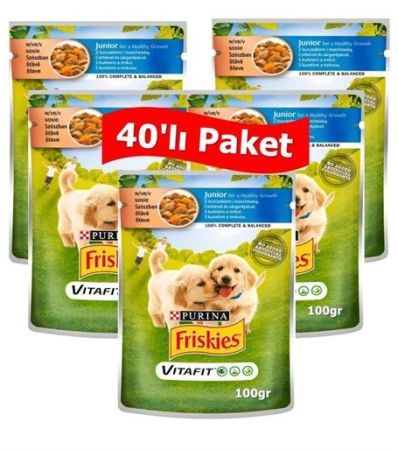 Friskies Junior Tavuklu ve Havuçlu Yavru Yaş Köpek Maması 100 gr*40 Adet