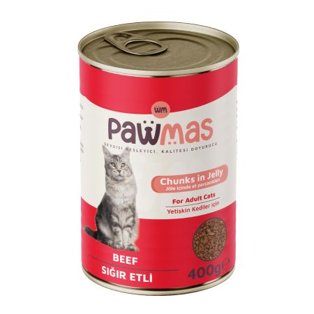 Pawmas Sığır Etli Yetişkin Kedi Konservesi 400 gr