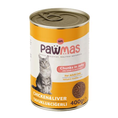 Pawmas Tavuklu Ciğerli Yetişkin Kedi Konservesi 400 gr