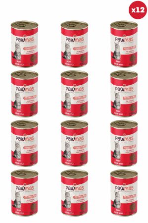 Pawmas Sığır Etli  Pawmas Yetişkin Kedi Konservesi 400 gr x 12 Adet