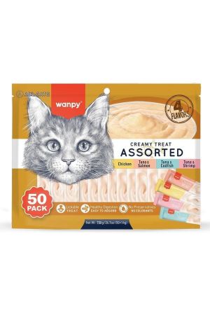 Wanpy Karışık Çeşitli 4 Lezzetli Krema Kedi Ödül Maması 50 x 14 gr