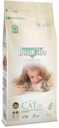 BonaCibo Adult Cat Lamb & Rice Kuzu Etli ve Pirinçli Yetişkin Kedi Maması - 100 Gr x 5 Adet