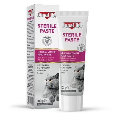 BonaCibo Sterile Paste Kısırlaştırılmış Kediler için Mineral-Vitamin Destekli Malt Macun - 100 Gr.