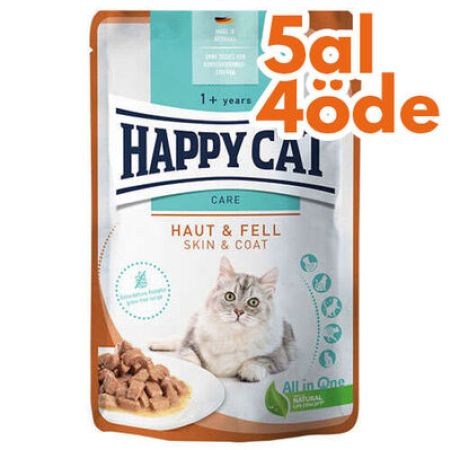 Happy Cat Meat in Sauce Skin Coat Deri ve Tüy Sağlığı Kedi Yaş Maması 85 Gr - 5 Al 4 Öde