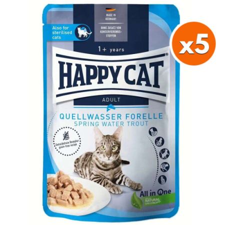Happy Cat Meat in Sauce Sterilised Alabalıklı Kısırlaştırılmış Kedi Yaş Maması 85 Gr x 5 Adet