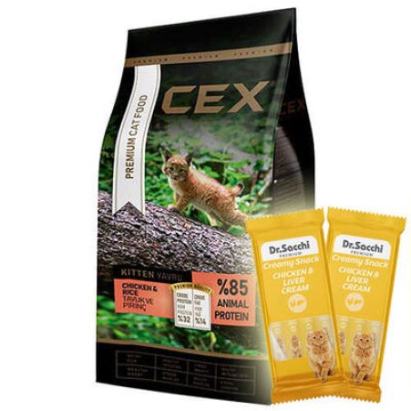 Cex Premium Kitten Tavuk Etli Yavru Kedi Maması 15 Kg + 2 Adet Dr Sacchi 4 lü Creamy Ödül