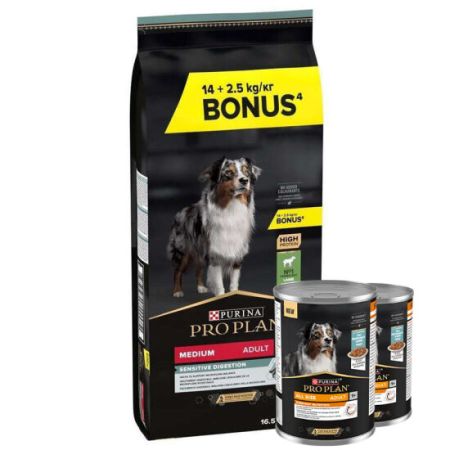 Pro Plan Kuzu Etli Hassas Köpek Maması 14 + 2,5 Kg (Toplam 16,5 Kg) + 2 Adet Köpek Konservesi 400 Gr