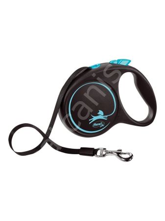 Flexi Black Desing Medium 5 m Şerit Mavi Otomatik Köpek Gezdirme Tasması