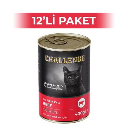 Challenge Sığır Etli Yetişkin Kedi Konservesi 400 gr 12 Adet