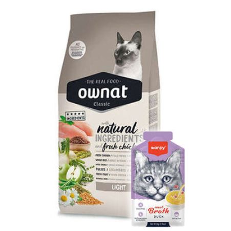 Ownat Classic Light Tavuklu Kedi Maması 1,5 Kg + Wanpy 50 Gr Kedi Çorbası