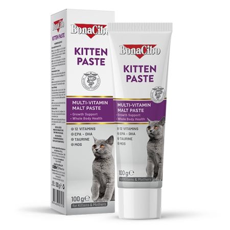BonaCibo Kitten Paste Yavru Kediler ve Emziren Anne Kediler için Multivitamin Malt Macun - 3 lü Set
