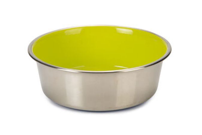 Beeztees Köpek Mama Su Kabı, Paslanmaz Çelik, İçi Sarı, 20cm, 1,9L