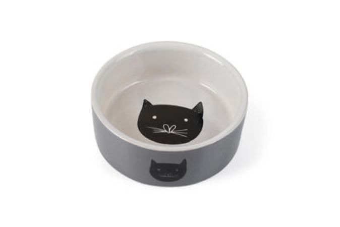 Beeztees Kedi Mama Su Kabı, Seramik, Gri, 11,5cm, 180ml