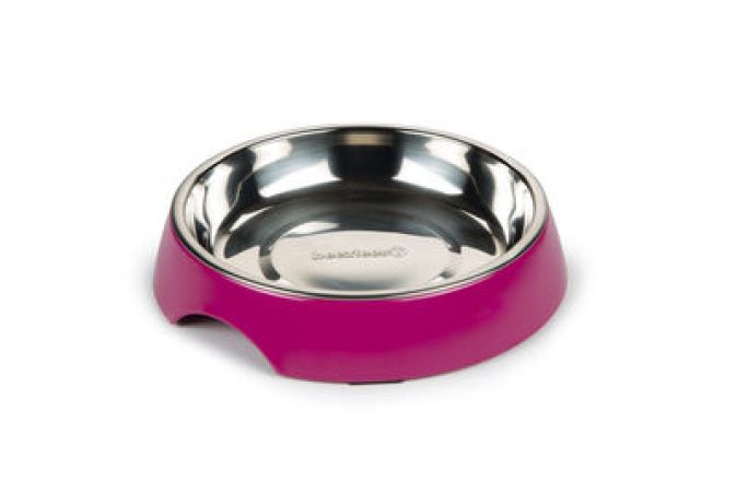 Beeztees Kedi Mama Su Kabı, Paslanmaz Çelik, Pembe, 18,5cm, 420ml