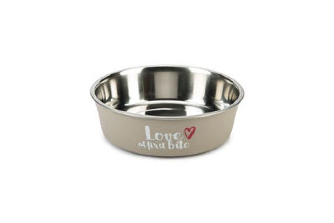 Beeztees Köpek Mama Su Kabı, Paslanmaz Çelik, Gri, 17cm, 750ml
