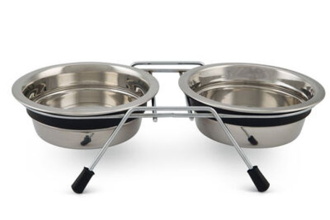 Beeztees Köpek İkili Mama ve Su Kabı, Paslanmaz Çelik, Sessiz&Kaymaz, 13cm, 2x380ml